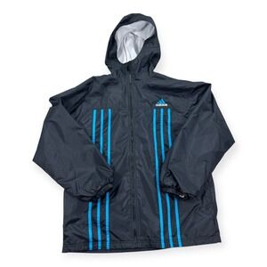 Vintage Adidas Windbreaker Jacket Hooded Men's XL‎ Black Trefoil Full Zip Lined